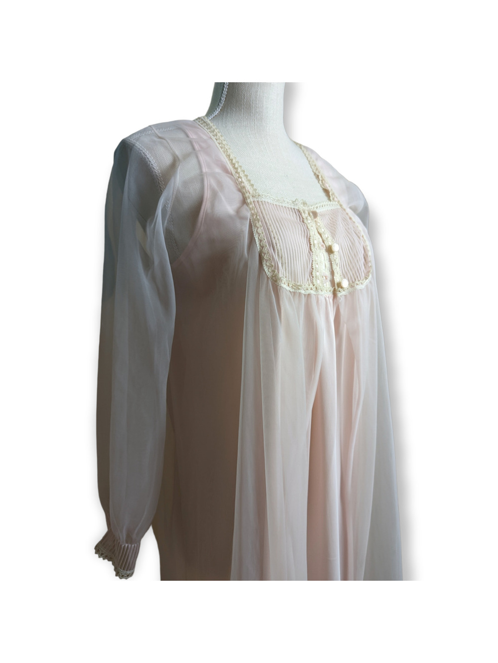 1960s Vanity Fair Two Piece Negligee Peignoir Pink Nightgown Set